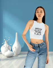 White Dream Wish It Do It Tank Crop Top
